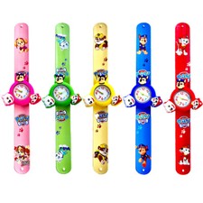 Kids Boys Girls Childrens PAW PATROL Snap On Slap 3 HEAD haracter Watch Watches