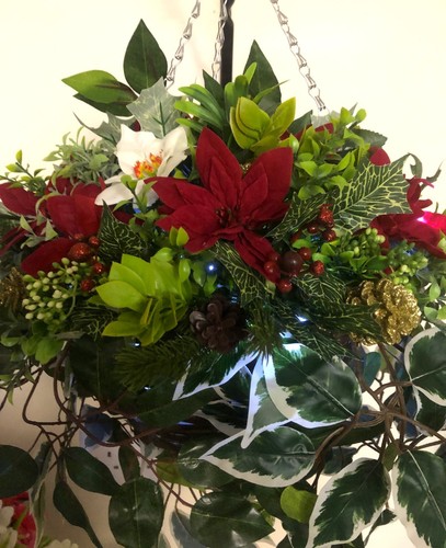 Christmas hanging basket with - christmas,