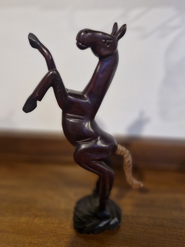 Carved wooden rearing horse - carved,