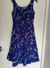 Emily and Fin Blue Swirl Print Cotton Dress Size S UK 10 BNWOT