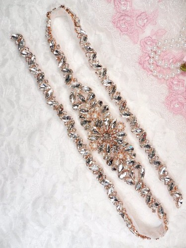 Rose gold bridal applique - bridal,