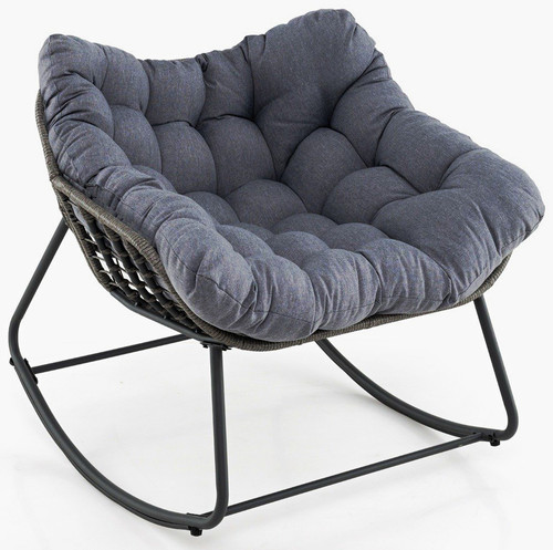 Grey rattan rocking chair - pe,
