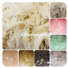 ELEGANT SOFT PEARL BEADED BRIDAL LACE FABRIC TULLE NET 60” WIDE DRESS SCARVES