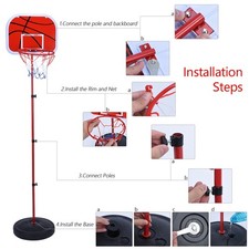 Height Adjustable Basketball Stand System Hoop Backboard Net Kit For Children