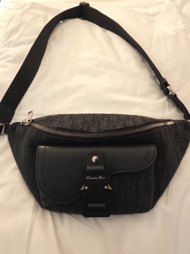 Black leather bumbag waist - black,