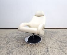Real leather armchair swivel chair in cream colour