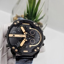 NEW GENUINE DIESEL MR BIG DADDY 2.0 DZ7312 57MM XL BLACK & ROSE GOLD MENS WATCH