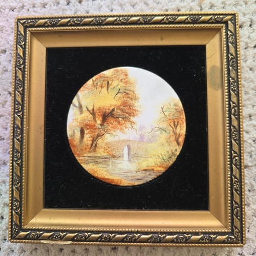 Vintage framed ceramic plaque - vintage,