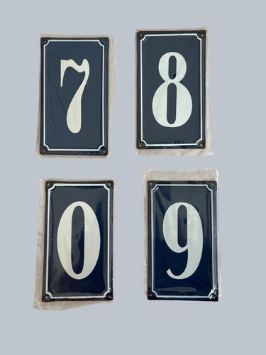 Blue french door number metal - blue,