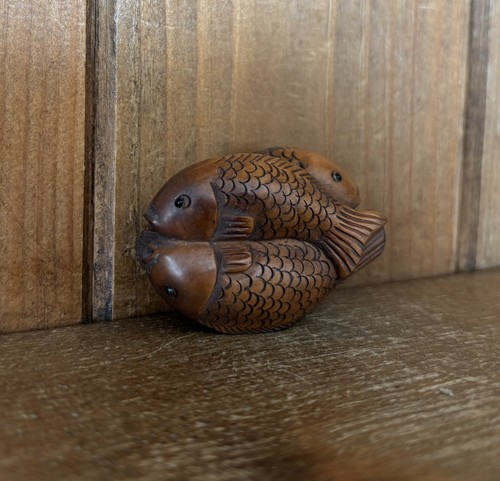 Vintage wooden carved fish - wooden,