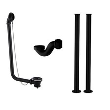 BLACK FREESTANDING ROLL TOP EXPOSED BATH WASTE KIT SHROUDS TRAP PIPE PLUG METAL