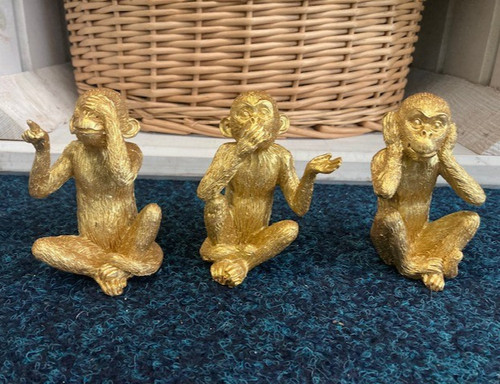 Three wise monkeys gold - three,