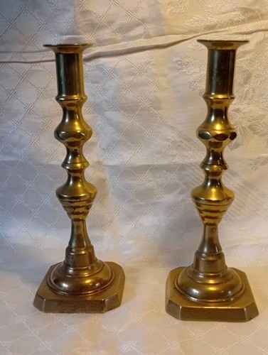 Antique pair victorian brass - pair,