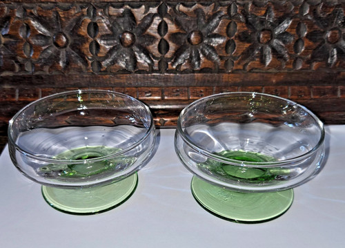Pair art deco uranium glass - pair,