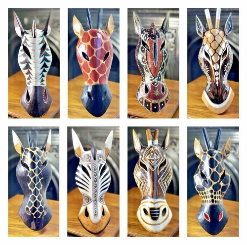 Wooden mask giraffe carved - mask,