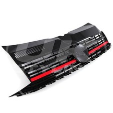 FRONT BUMPER BADGED GRILLE GLOSS BLACK WITH RED TRIM FOR VW TRANSPORTER T6 16-19