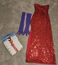 Jessica Rabbit Framed Toon Starlet Halloween Costume Sequin Dress M Party King