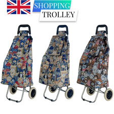 KRATOS Bear 2 Wheel Large Strong Shopping Trolley Shopping Cart Grocery Bag 59L