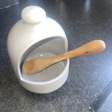 Salt Pig Glazed With Wooden Spoon Verano Ceramics 15 Cm