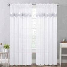 PAIR READY MADE NET CURTAINS Diamante Sparkle JEWEL VOILE  Pencil Pleat