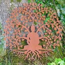 60cm Bodhi Tree of Life Metal Wall Plaque Hanging Zen Buddha Monk Outdoor Statue
