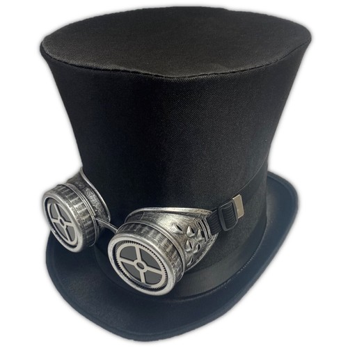 Steampunk tall black top hat - top,