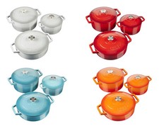 Cast Iron Casserole Dish 2 or 3 Piece Set Cooking Pot for Hob & Oven 20/26/28cm