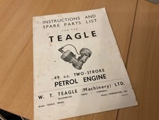 1950’s W T TEAGLE LTD ‘ 2 STROKE ENGINE 49CC  INSTRUCTION MANUAL & PARTS BOOKLET