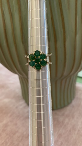 Emerald green flower ring - ring, 925