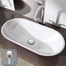 Durovin Bathroom Wash Basin Stone Resin Countertop Large Oval Sink & 600x300mm