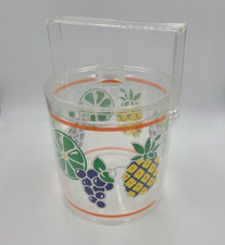 Vintage Stotter Ice Bucket Lid Clear Pineapple Grapes Limes Acrylic Lucite 8"