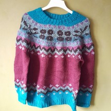 VTG Chunky Hand Knit Jumper Multi Icelandic Fair Isle