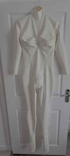 White latex catsuit size - latex,