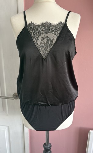 Black satin camisole teddy - black,