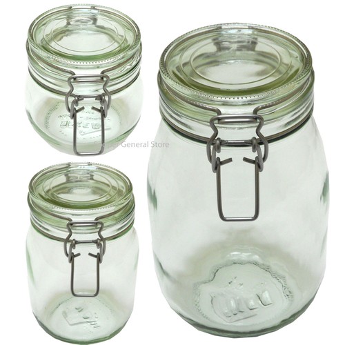 Glass mason jar clip top - glass,