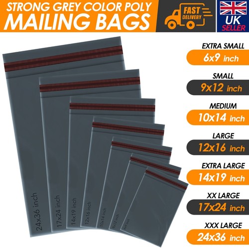 Grey strong mailing poly bags - strong,