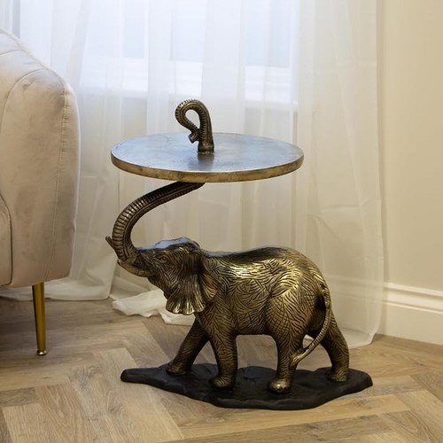 Antique brass elephant side - brass,