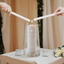 Personalised Wedding Unity Glass Vase, Candles & Holders Set - Tapered 13D x 25c