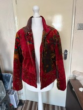 Vintage Chacok France Red Floral Velvet Jacket Art-to-Wear Boho