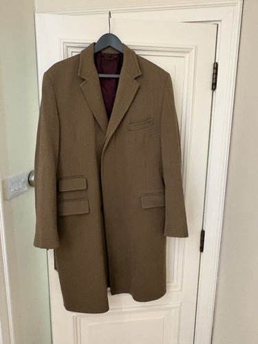 Men beige covert coat by - coat,