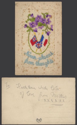 Ww1 silk embroidered old - silk,