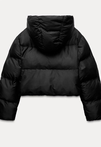 Zara black hooded short - hooded, puffer