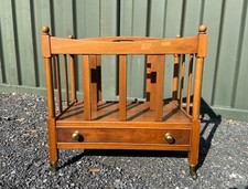Antique Wooden Canterbury Magazine Rack Newspaper Basket Whatnot Stand Castors