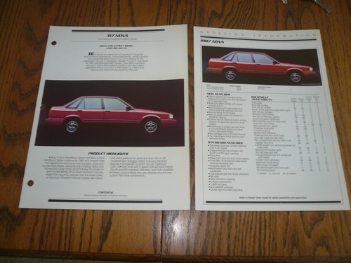 1987 chevrolet nova - 1987, ordering