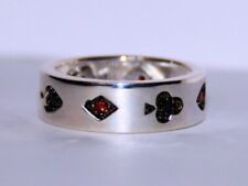 Card Ring Cubic Zirconia Mens Ring  925 Sterling Silver Sizes RSTU