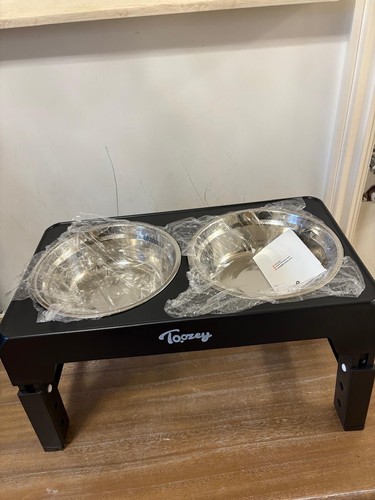 Toozey raised dog - dog, bowl