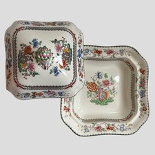 Copeland Spode Chinese Rose Covered Square Vegetable Serving Dish / Tureen 1940