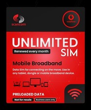 Vodafone Unlimited 5G Data SIM Prepaid for Phones Routers & Tablets For 6 Months