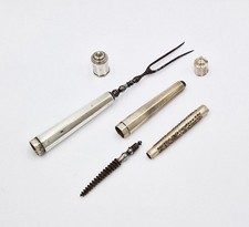 RARE 18TH CENTURY DUTCH SOLID SILVER CAMPAIGN TRAVELLING NUTMEG GRATER FORK