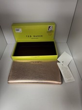 WOMENS TED BAKER AURIELL ROSE GOLD COLOUR BLOCK ZIP PURSE - New Boxed